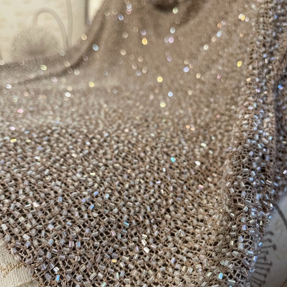Papell Boutique Evening Vintage Beaded Taupe Top - Picture 7 of 10